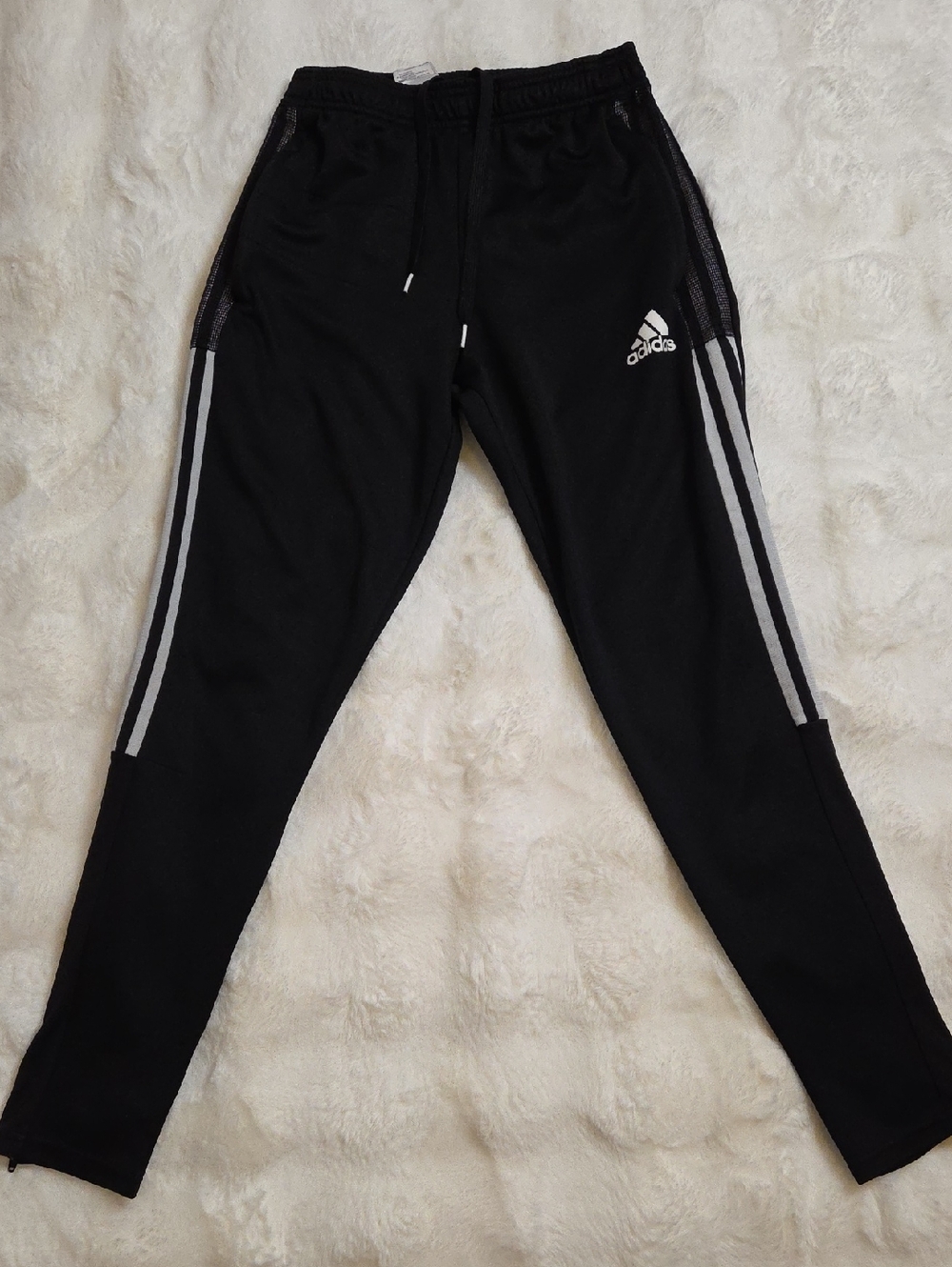Adidas Black Joggers with Mesh And Side Stripes